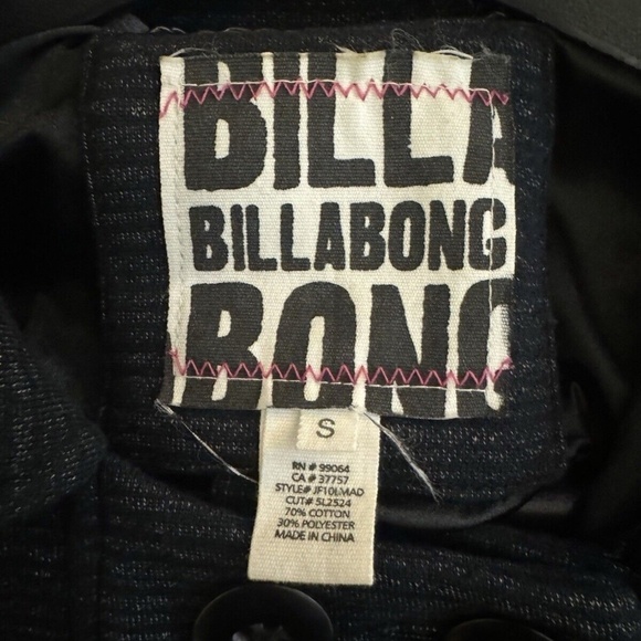 Billabong Small Black Double Breasted Long Sleeve Button-Front Peacoat - EUC - Picture 3 of 3